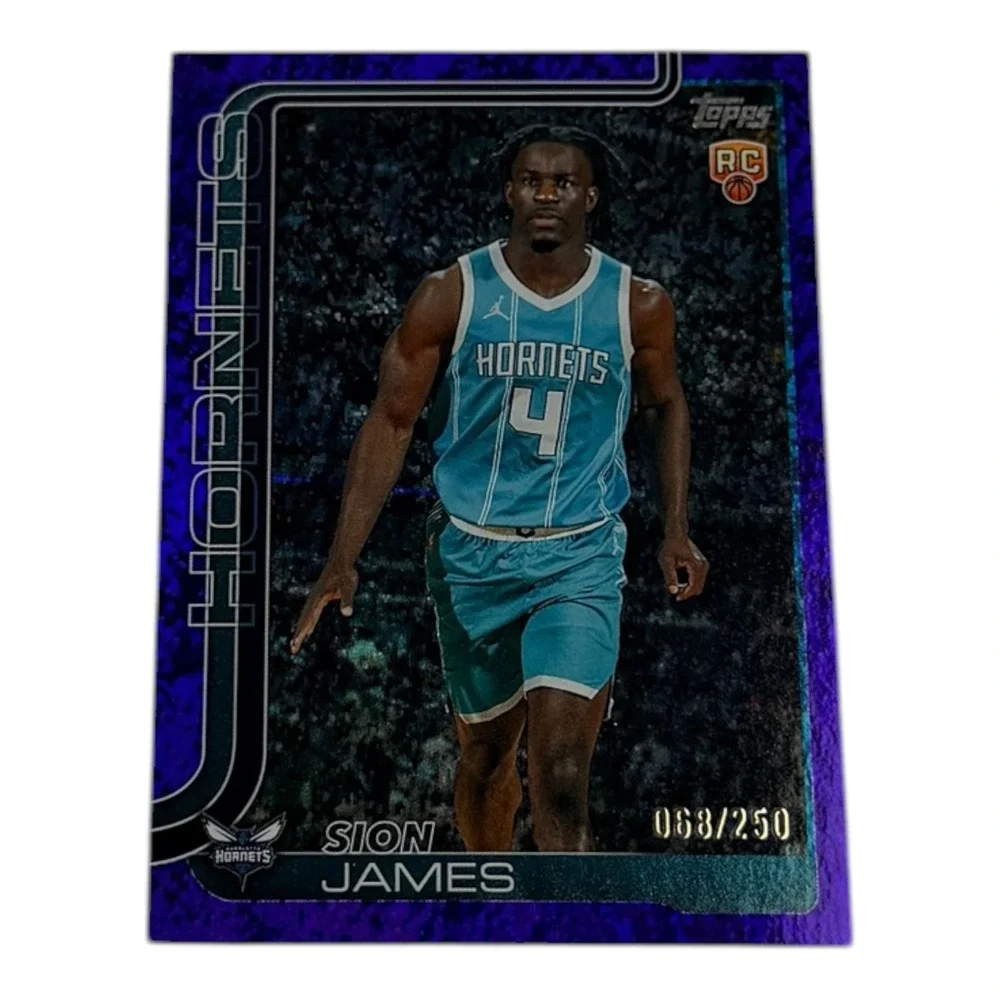 2025 Topps Basketball Sion‎ James RC Purple Crackle /250 Charlotte Hornets #233